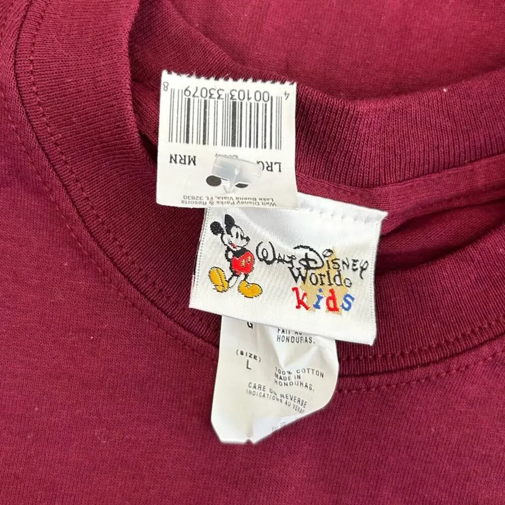 NWT Vintage 90’s Walt Disney World Kids Maroon Splash Mountain Short Sleeve Tee